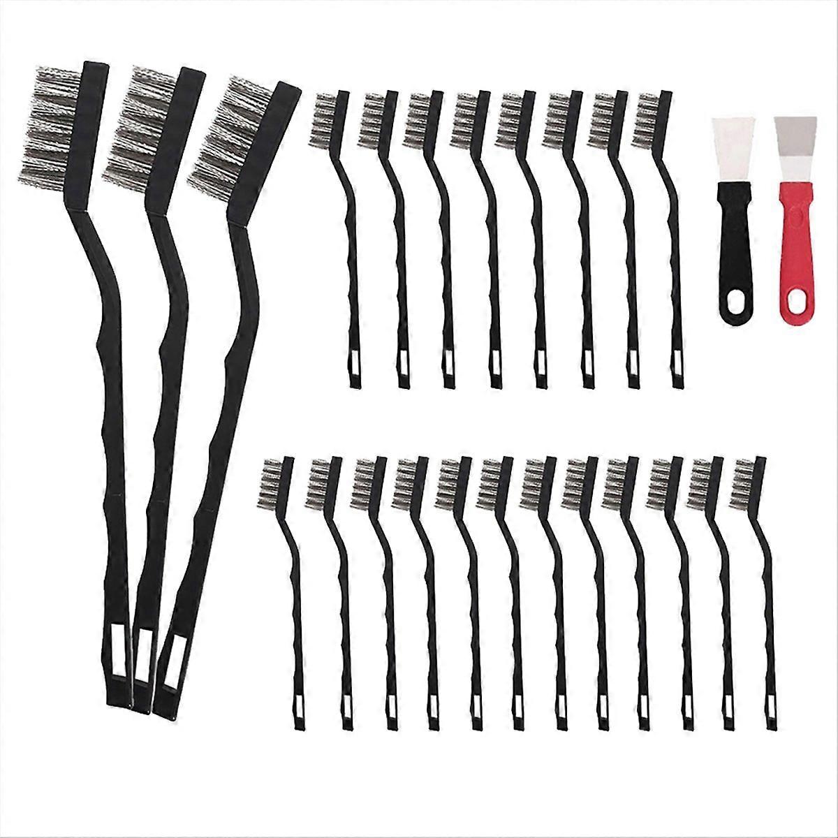 Set Mit 20 Mini-drahtbürsten Aus Edelstahl Mit Gebogenen Griffen Zur Reinigung Von Schweißrückständen Und Rost.