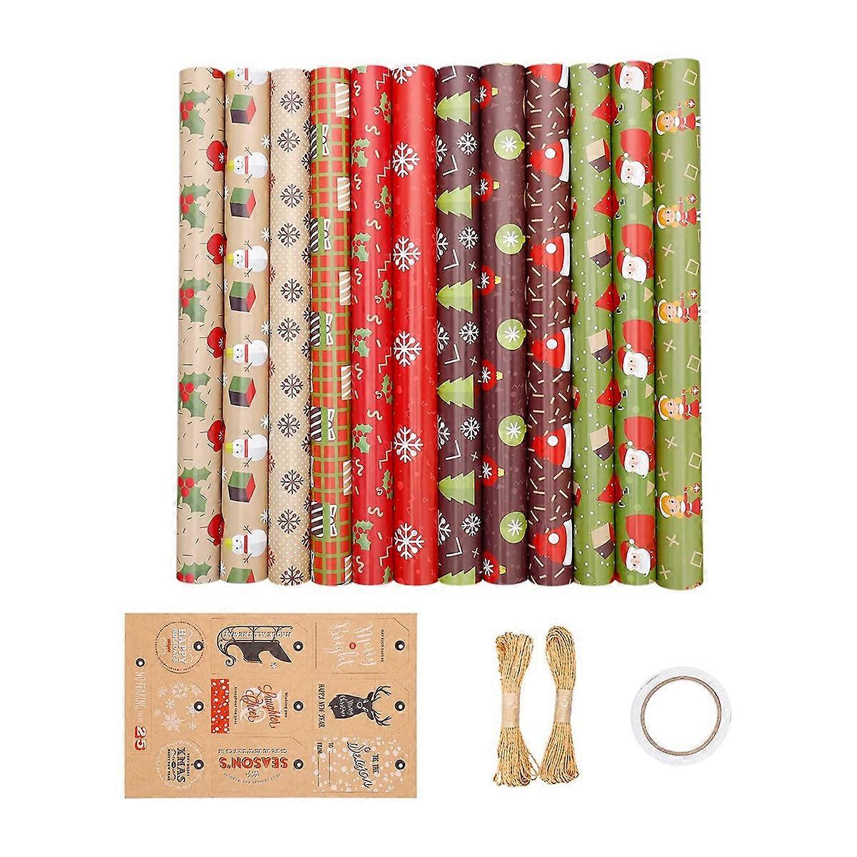 Packung Mit 12 Blatt Geschenkpapier Für Weihnachtsfeiern