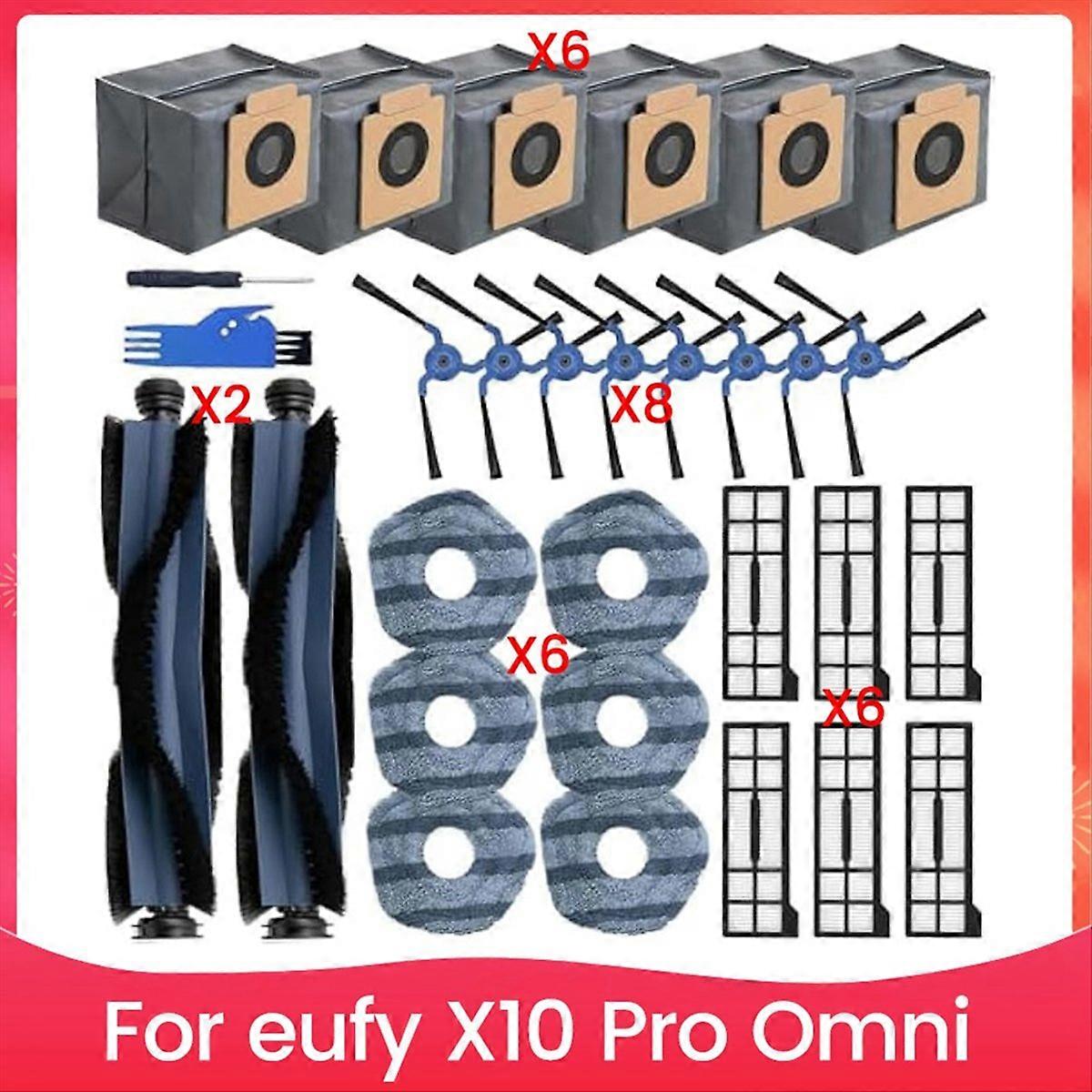 Ersatzteile Für Den Saugroboter X10 Pro Omni: 2 Rotierende Bürsten, 8 Seitenbürsten, 6 Hepa-filter, 6 Wischpads, 6 Staubbeutel