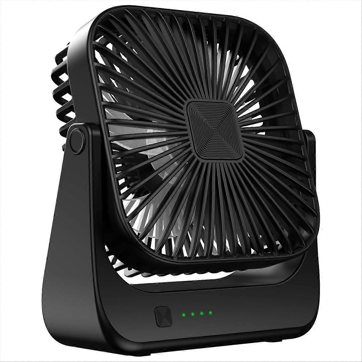 4-stufiger Tischventilator, Starker Luftstrom, Kleiner Tragbarer Ventilator, Wiederaufladbar Und Leise, Mini-ventilator Für Zuhause Und Büro, Schwarz
