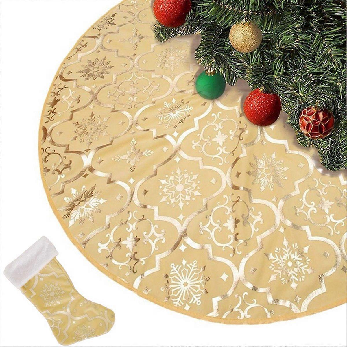 122 Cm (48 Zoll) Großer Weihnachtsbaumrock, Weiche Schutzmatte, Goldene Dekoration