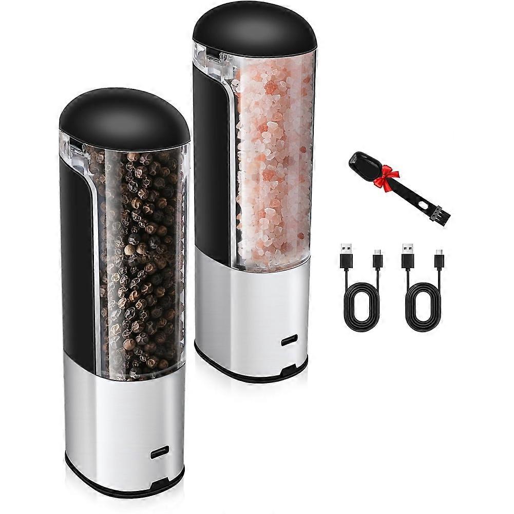 Elektrisches Salz- Und Pfeffermühlen-set Mit Usb-aufladung, Automatische Und Einstellbare Schwerkraftmühle, 80 Ml Fassungsvermögen