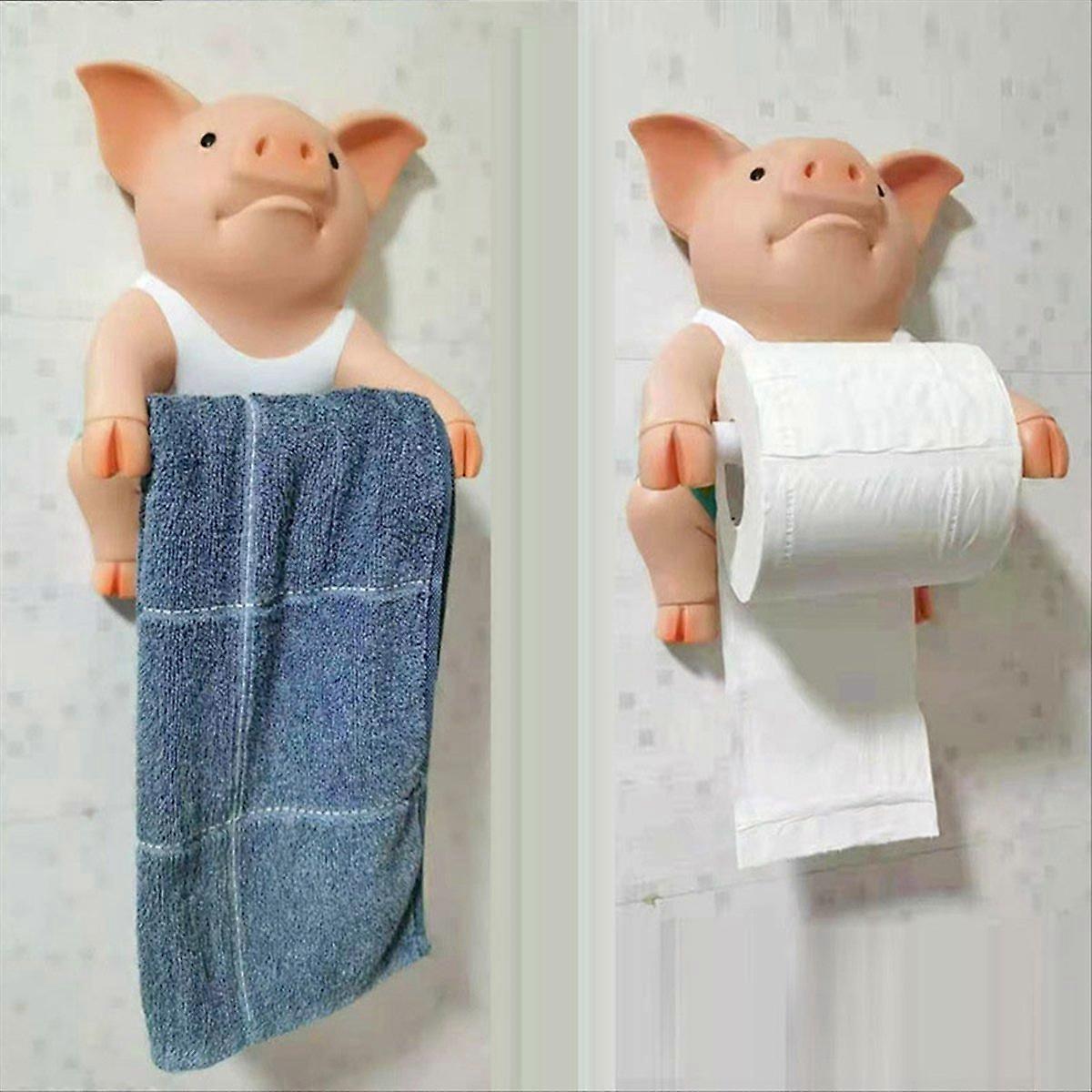 Set Mit 2 Lustigen, Schweinchenförmigen Toilettenpapierhaltern, Toilettenorganizer, Toilettenpapierablage