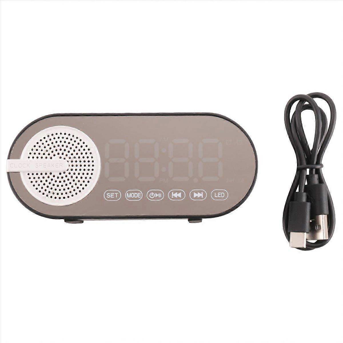 Tragbarer Bluetooth-lautsprecher Mit Digitaluhr Und Nachtlicht, Schwarz
