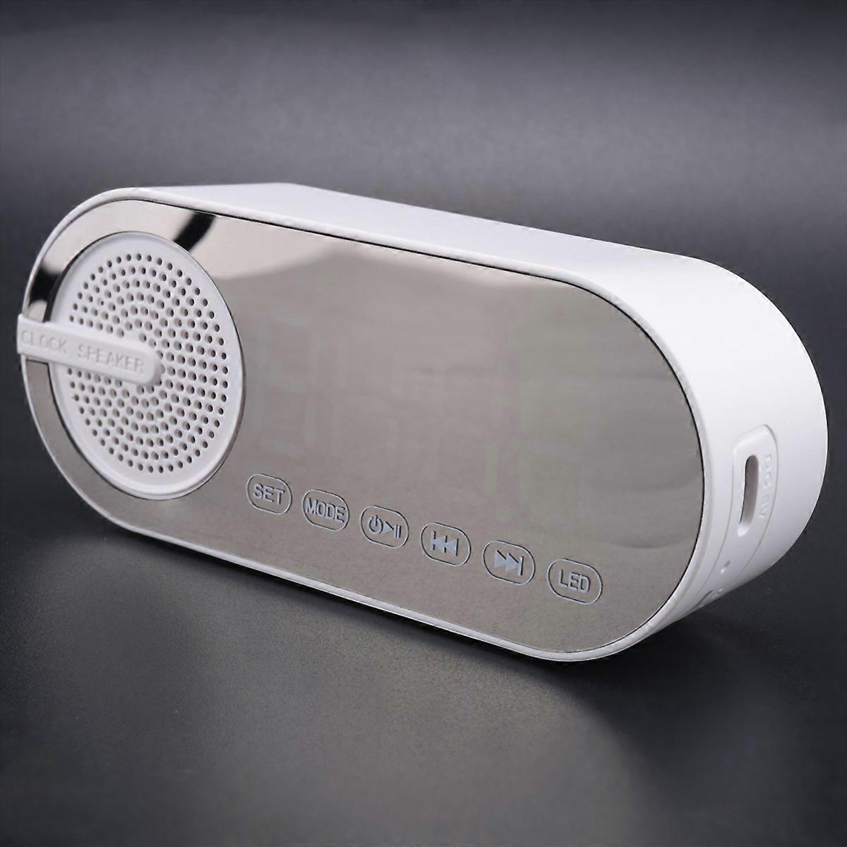 Tragbarer Bluetooth-lautsprecher Mit Digitaluhr Und Nachtlicht, Weiß