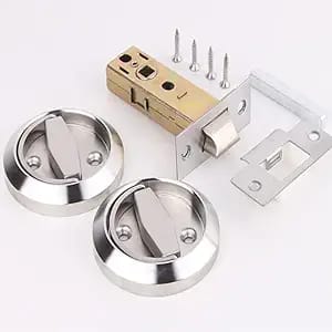 Lot De 2 Poignées De Porte Rondes Encastrées En Acier Inoxydable 304 Avec Verrou Invisible, Pour Caravanes Et Camping-cars. Finition Brossée.