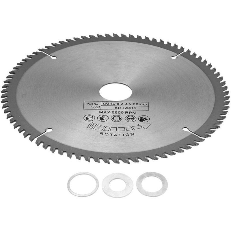 Lame De Scie Circulaire 210mm×30mm Diamètre De L'Alésage 80 Dents Lame De Scie Circulaire Avec 3 Joints Toriques En Carbure Cémenté