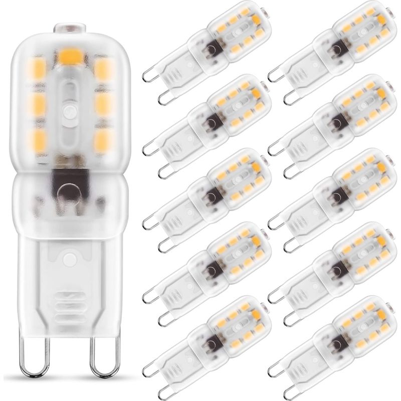 2w G9 Blanc Chaud 3000k, Ampoule Led, 25w Ampoule Halogène Équivalent, 230v Ac 180lm, 360° Larges Faisceaux, Culot G9 Lot De 10 [classe Énergétique A+]