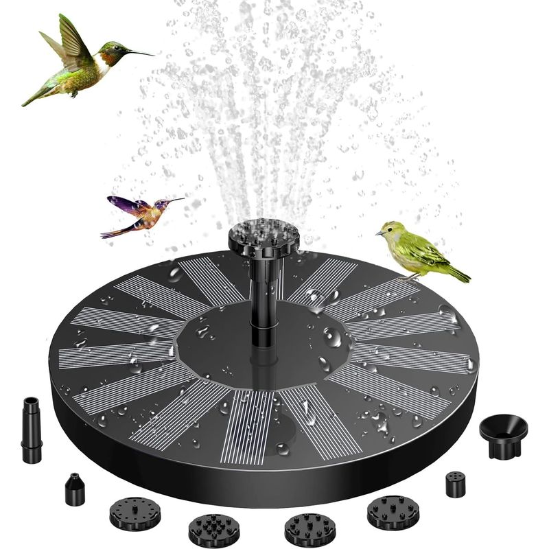 Fontaine Solaire Extérieur Flottante Pompe Bassin Solaire Avec 6 Buses Pour Bain D'Oiseau, Étang, Piscine, Patio, Décoration De Jardin