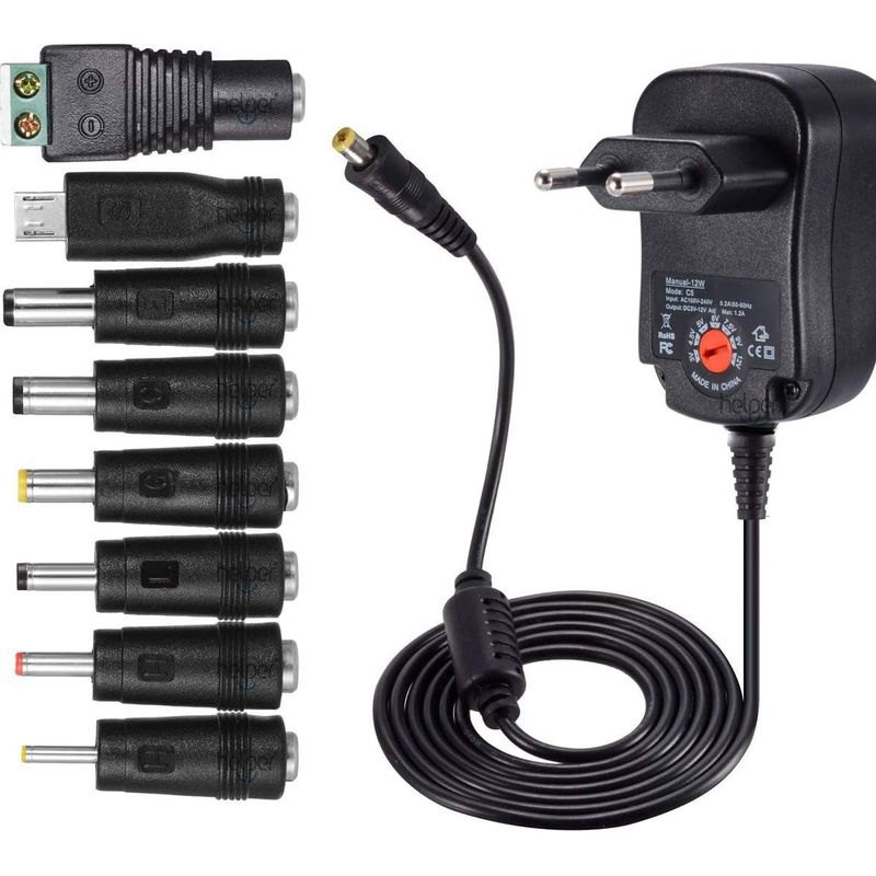 Adaptateur D'Alimentation Universel 12w Ac Dc 3v À 12v – 8 Connecteurs Sélectionnables – Câble 115cm – Courant 1000ma Max