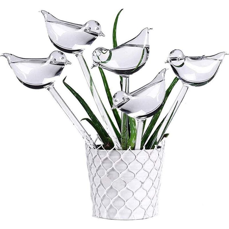 5lot Arrosage Automatique En Verre, Abreuvoir De Plantes Globes En Forme D'Oiseau Transparent Pour Plantes D'Intérieur Jardin Stakes Fleurs