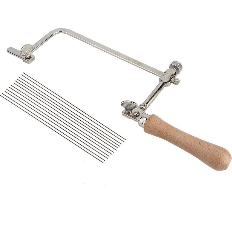 Scie À Chantourner Manuelle – Cadre Réglable Pour Découpe Précise – 10 Lames De Rechange – Pour Bois Dur Et Matériaux Variés