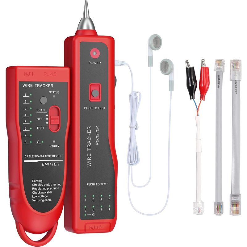 Wire Tracker Rj11 Rj45 Finder Ethernet Lan Multifonction Toner Tracer Réseau Collation De Câble Téléphone Ligne Testeur De Continuité (rouge)