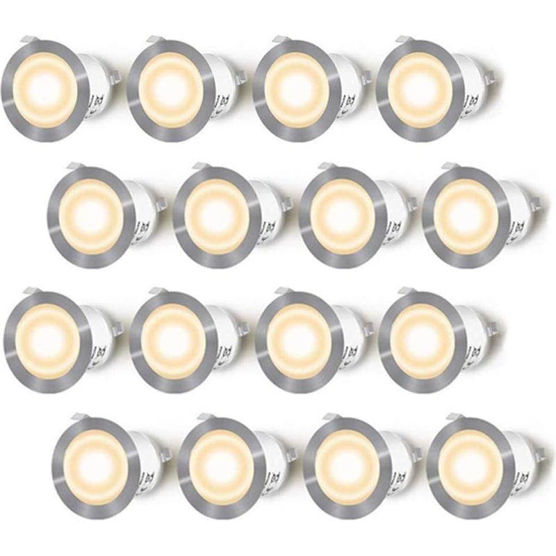 Lot De 16 Spots Led Encastrables Étanches Ip67 – Lumière Blanc Chaud 2700k – Pour Terrasse Bois Et Béton – Résistance Jusqu'à 100 Kg - Dc12v