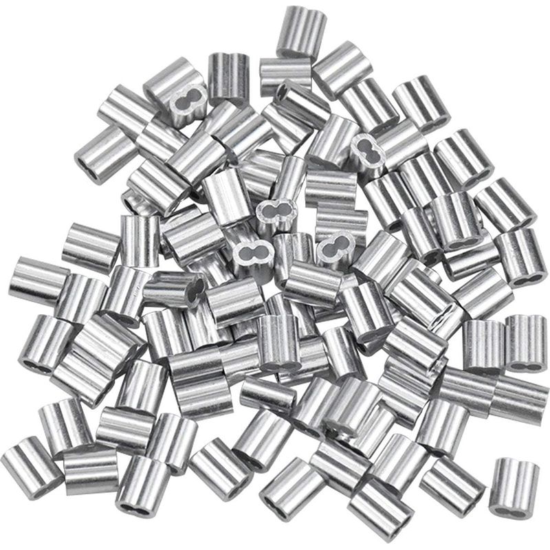 Lot De 100 Manchons En Aluminium – Ferrules Pour Câbles Métalliques 1,5 Mm – Clip À Sertir Avec Double Embouts – Résistant À L'Usure