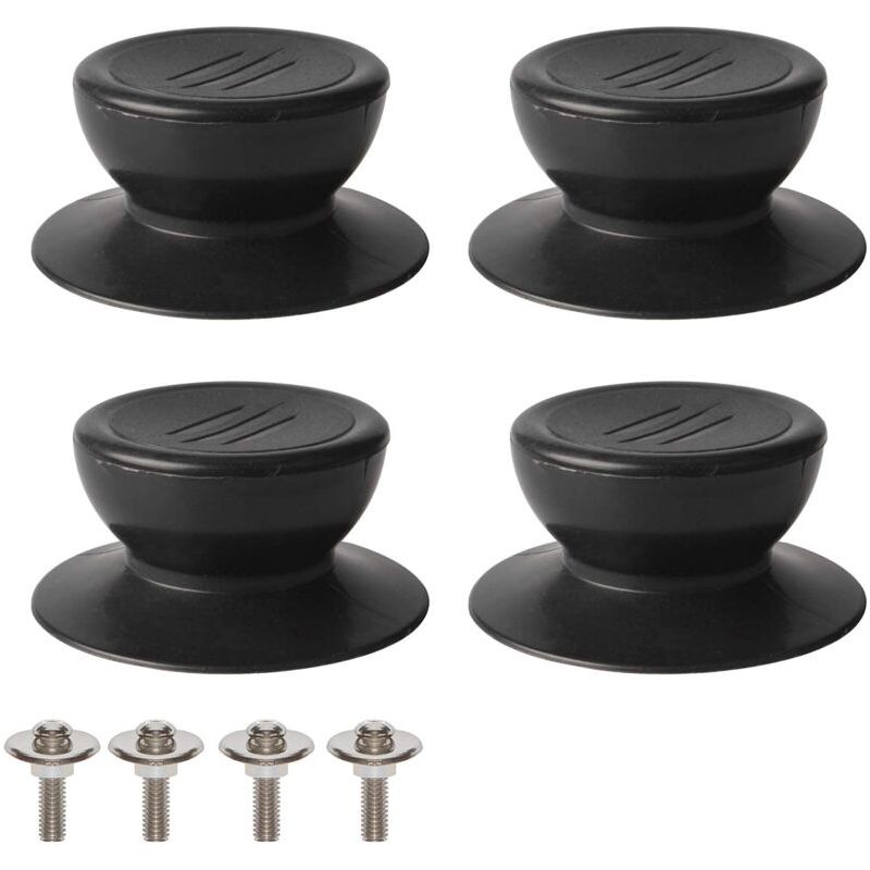 Bouton De Couvercle 4 Pièces – Poignée En Verre Noir – Remplacement Pour Casseroles Et Bouilloires – Installation Facile Et Nettoyage Rapide