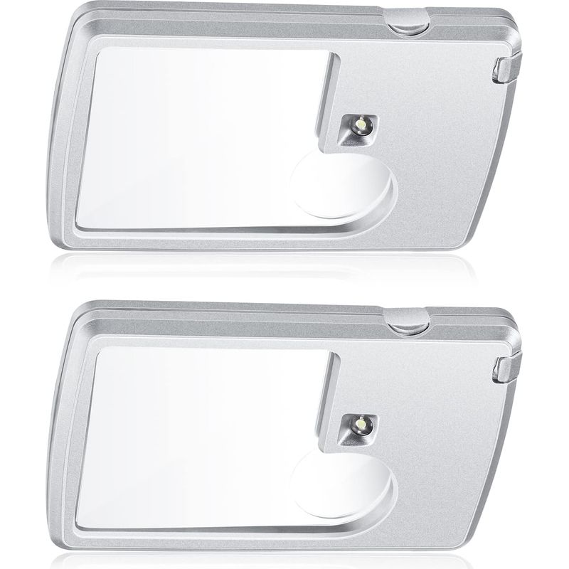 Loupe De Poche Avec Lumière 2 Pièces De Loupe 3 X Et 6 X Loupes De Cartes De Crédit Avec Lumière Petites Mini Loupes Pour Lecture, Bijoux, Expérimentation, Enquête, Menu, Voyages