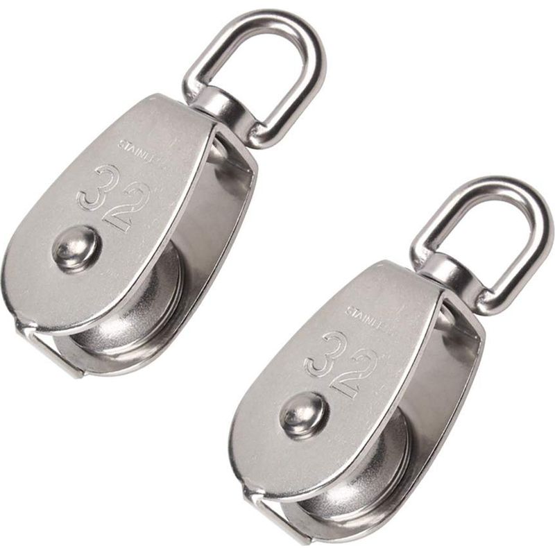 2 Pièces 32 Mm Poulie Simple En Acier Inoxydable 304 Poulie De Levage Capacité De La Poulie Levage 250kg- Argent