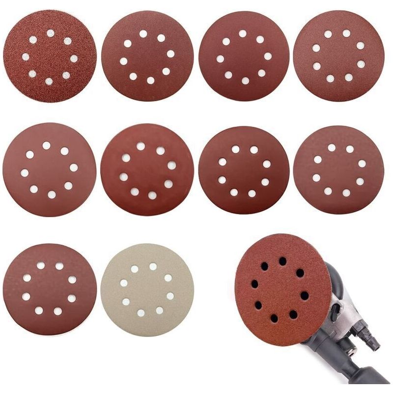 Disque Abrasif De Ponceuse 125 Mm – Lot De 100 Disques – Assortiment Grains 80 À 3000 – Pour Ponçage Bois, Métal, Plastique - 100pcs