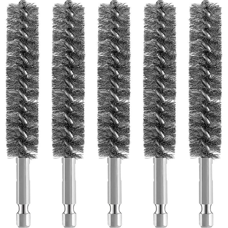 Lot De 5 Brosses Métalliques De Nettoyage En Acier Inoxydable – Tige Hexagonale – Pour Rouille Et Résidus – Compatible Perceuses Et Meuleuses