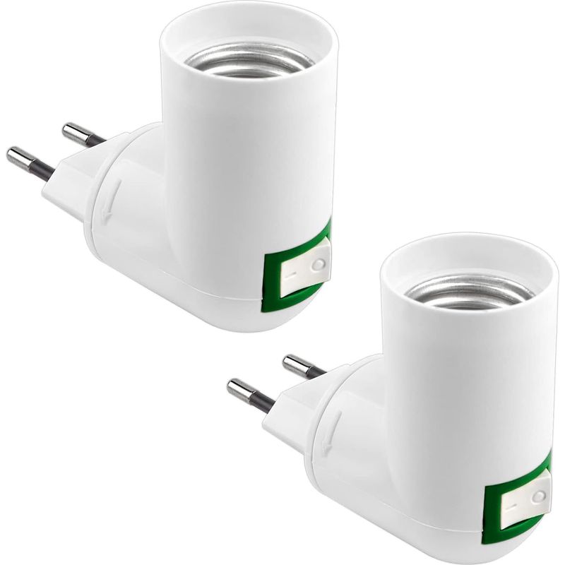 E27 Avec Interrupteur Sans Fil Pour Lampe De Cuisine Murale Ac 230v, Support Ampoule Led, Adaptateur E27 Mini Applique Murale Interieur, Spot E27 Lampe, Lot De 2 (sans Ampoule)