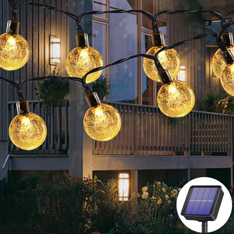 Guirlande Lumineuse Solaire D'Extérieur 50 Led 7m 8 Modes Solaires, Étanche, Pour Extérieur/intérieur, Éclairage Pour Jardin, Arbres, Terrasse, Noël, Mariages, Fêtes (blanc Chaud)