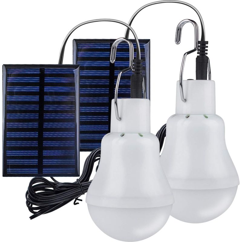 2 Lampe Camping Solaire Portable, Ampoule Solaire Led Lampe Urgence Solaire Lumière Jardin Lanterne Éclairage Solaire Avec Panneau Ampoule À Crochet Pour Camping,pêche,randonnée,intérieur