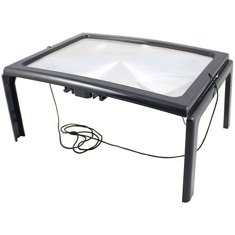 Large A4 Reading Magnifier With 4 Led Light,3x Full Page Magnifying Glass Foldable Desktop Stand Magnifier Hands-free Rectangular Loupe Reading Aid Fo