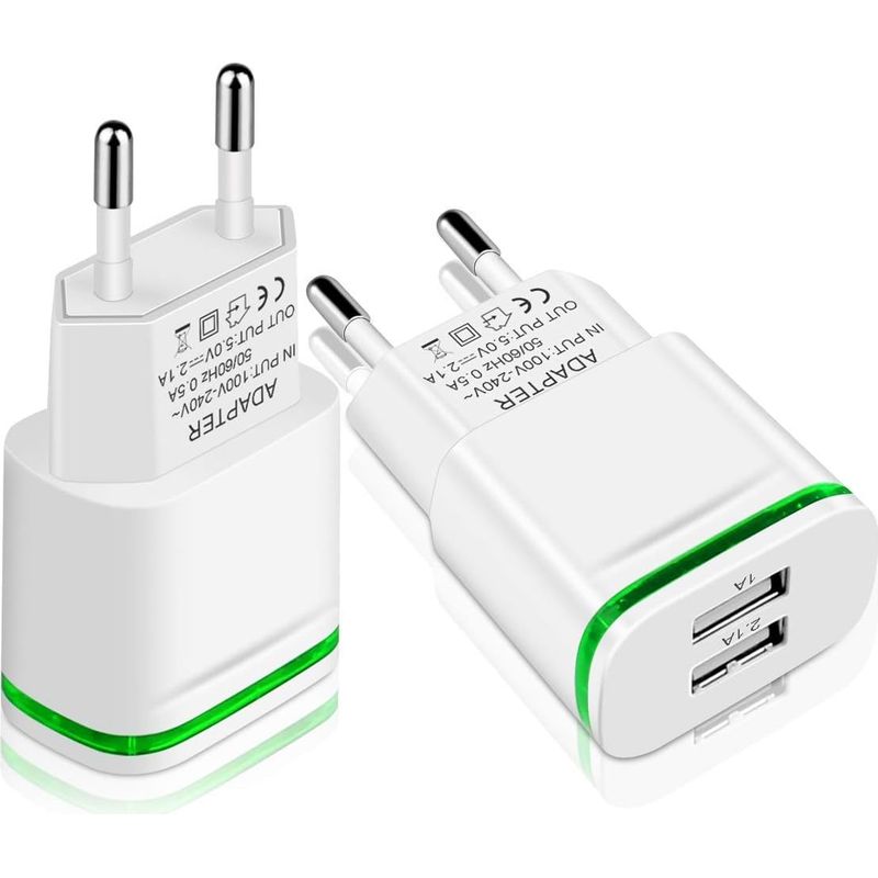 Chargeur Prise Usb Secteur, 2-pack 2.1a 5v 2 Ports Adaptateur Alimentation Universel Led Replacement For Iphone 11 Xr X Xs Max 8 7 6 6s Plus 5s, Samsung Galaxy/note, Pad, Xiaomi Telephone