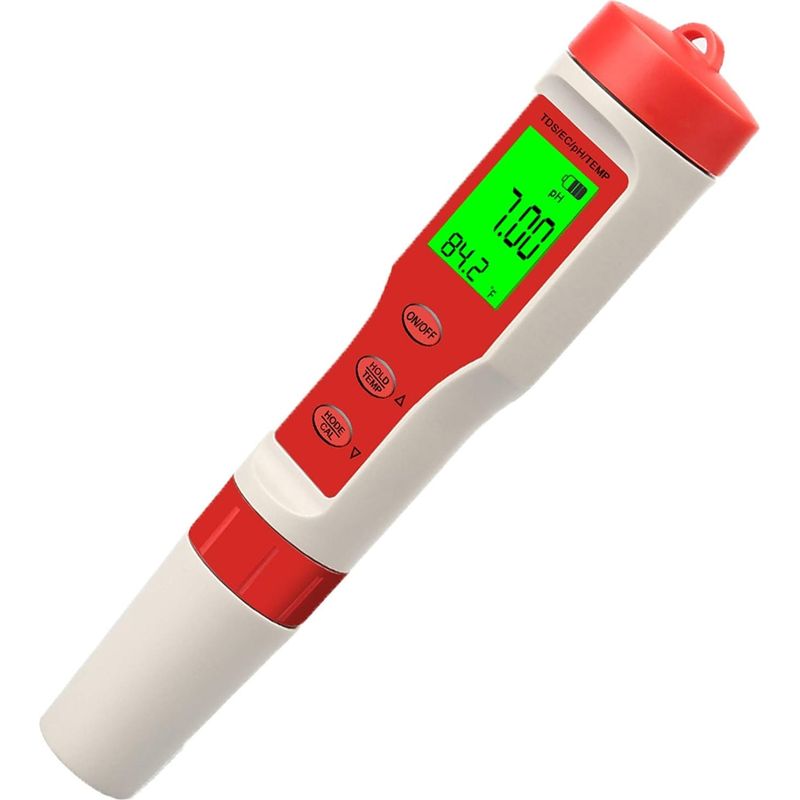 Testeur Ph Mètre Numérique, 0.01 Résolution 0-14ph 4 En 1 Tds Ec Température Metre, Testeur De Qualité De L'Eau Avec Rétroéclairé Lcd, Calibrage Automatique, Test Pour Potable Piscine Aquarium Lab
