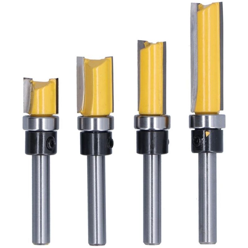 4 Pcs 1/4" Routeur De Fraise À Bois Fraise A Copier (4 Tailles) En Acier Allié De Haute Aualité La Lame 11.9 Mm, 20 Mm, 25 Mm, 38 Mm Pour Le Bois Massif, Le Panneau De Particules, Le Mdf