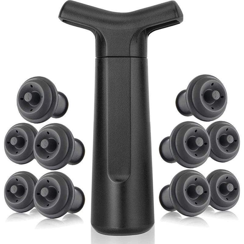 Bouchon De Vin Réutilisable Avec Pompe À Vide – Lot De 6 Bouchons – Conserve Le Vin Sous Vide – Compatible Bouteilles Standard