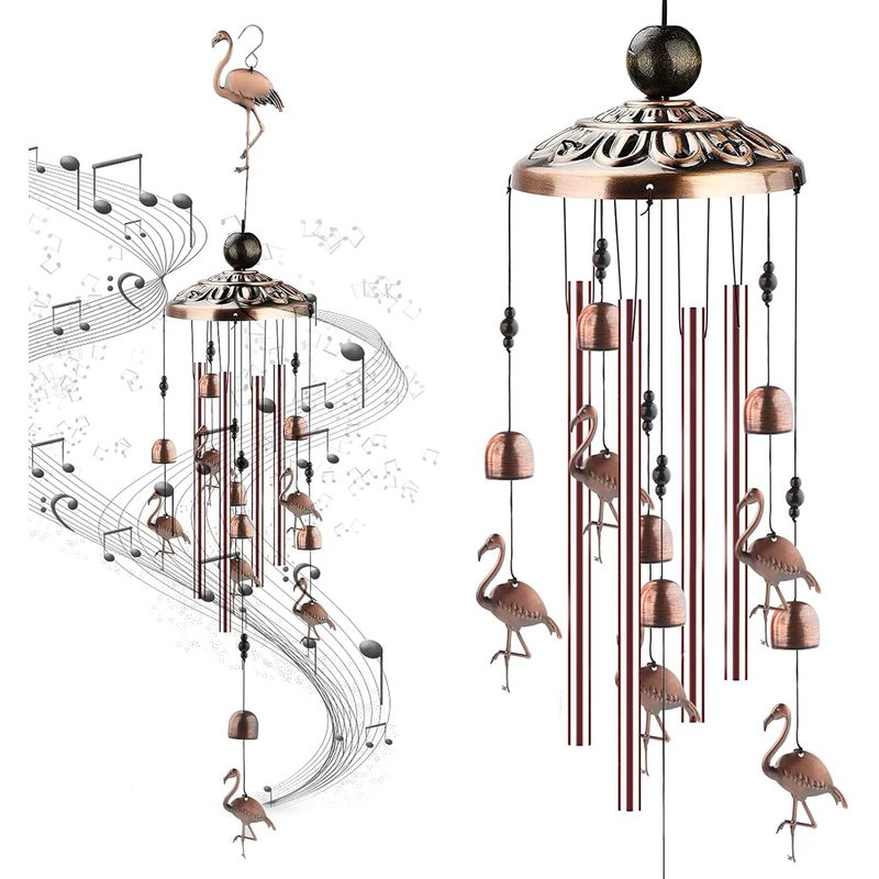 Carillon À Vent Extérieur Zen En Métal – Longueur 91 Cm – Fil Tressé Nylon Résistant – Décoration Jardin Et Terrasse