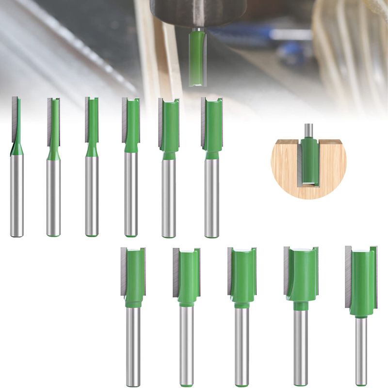 11 Pièces 6 Mm Queue Fraise Defonceuse, Fraise Droite, Fraise À Bois Fraise Extra-longue, Mèches Carbide Router Bits Fraise À Menuiserie, Pour Le Travail Du Bois (4mm-16mm) (6mm) (11)