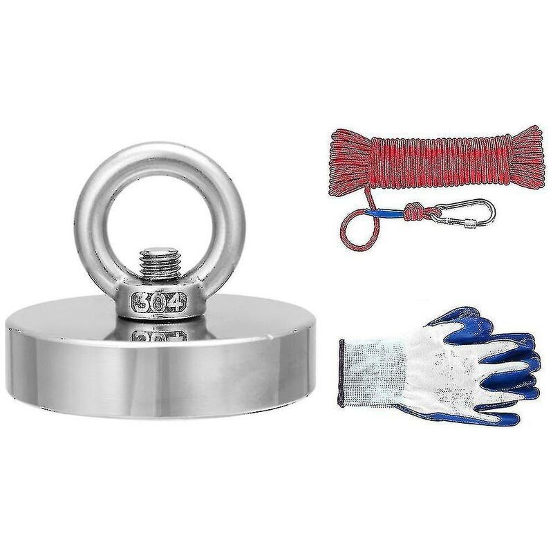 Aimant Néodyme 35-600kg Pour Détection De Trésors – Corde 20m Et Gants Inclus – Force De Traction Maximale Pour Pêche Magnétique