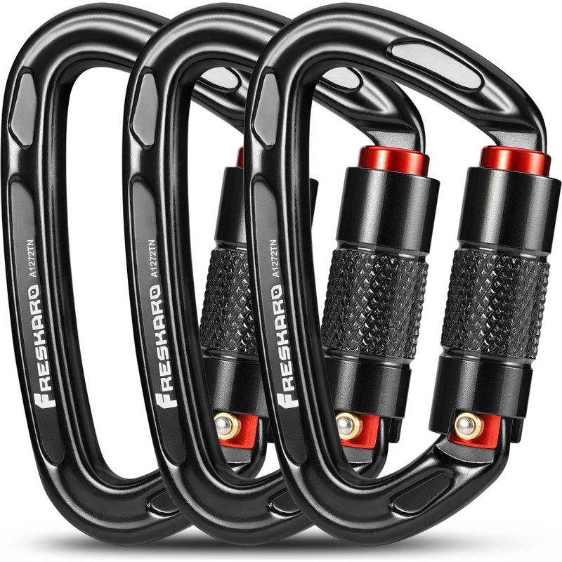 Mousqueton D'Escalade Verrouillage Automatique 25kn – Certifié Ce – Ultra Léger 60g – Longueur 10cm – Pour Alpinisme, Pompiers, Laisse Chien - 25kn-2550kg