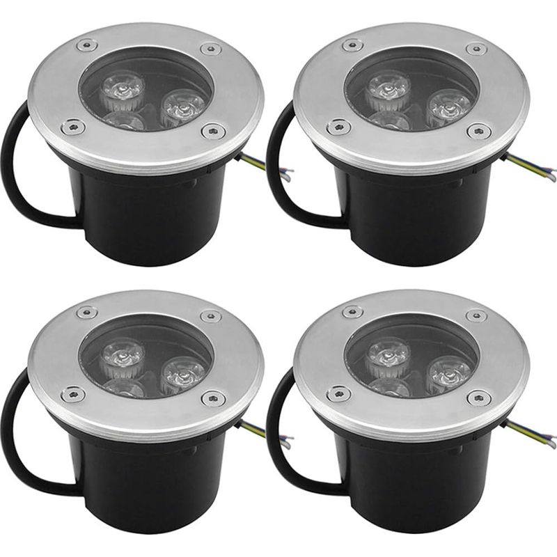4 Pack 3w Ip65 Spot Led Encastré Extérieur 270 Lumen Rond Led Terrasse Downlight Lampe D'Éclairage De Jardin Extérieur, Pour Jardin Chemin Cour Garage, Blanc Chaud