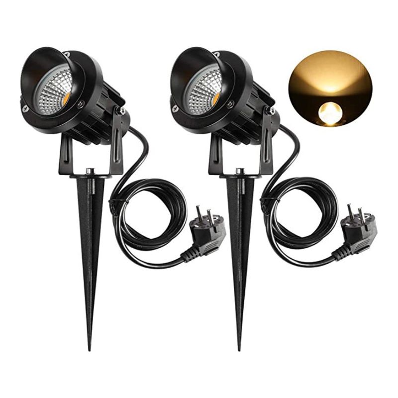 Spot Led Extérieur 9w – 900lm – Température De Couleur 3000k-3300k – Étanche Ip65 – Éclairage Orientable Pour Jardin – Lot De 2