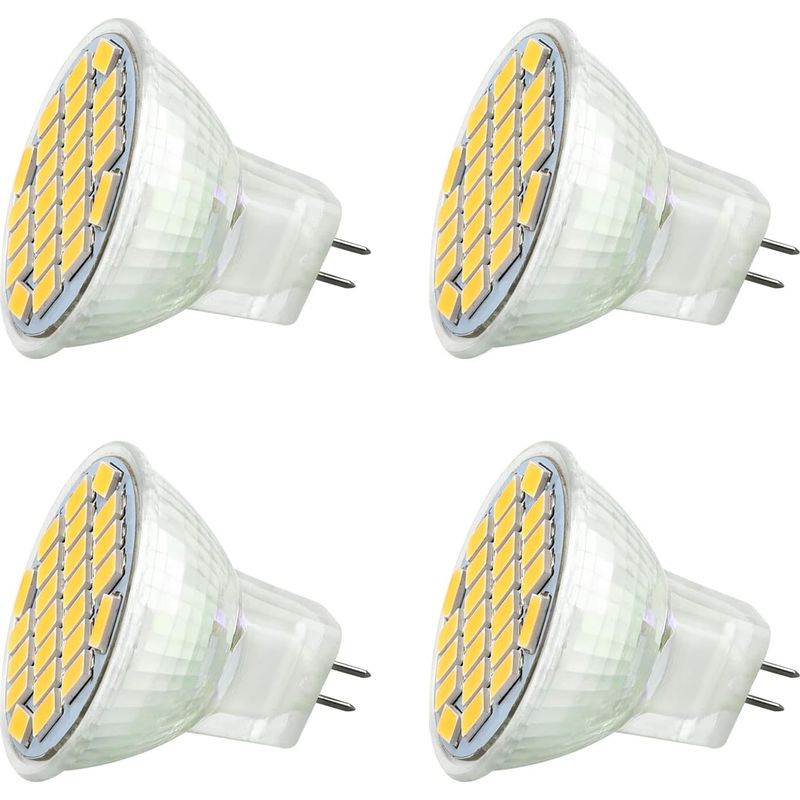 Mr11 Gu4 12v Led 3w Blanc Chaud 3000k, 350lm, 120° 35mm Mr11 30w Halogène Équivalent, Ac Dc 24v 12v Spot Led Encastrable Gu4 Pour Meuble Cuisine Camper, Non-dimmable, Lot De 4 [classe Énergétique A+]