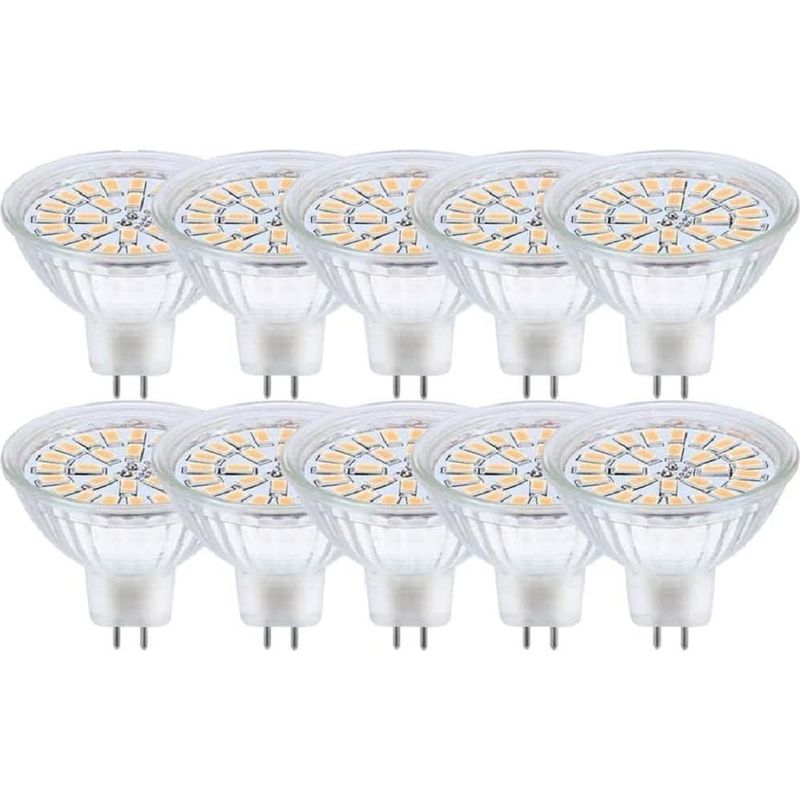 Ampoule Led Gu5.3, Mr16 Led 12v 3w Equivalent À 30w Lampe Halogène Blanc Chaud 3000k, Ampoules Led Spot Non Dimmable, Lot De 10 [classe Énergétique F]