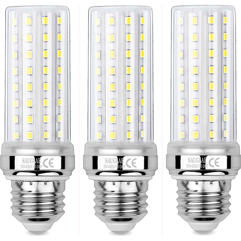 3 Pièces Ampoules De Maïs Led 20w, Équivalent 150w Ampoule Incandescente, 2300lm, 4000k Blanc Neutre, Ampoules À E27 Vis Edison
