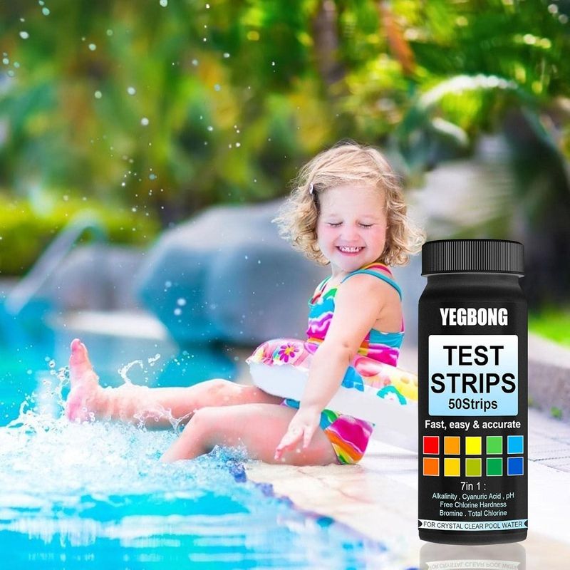 Bandelettes De Test De Piscine 7 En 1 Bandelettes De Test Pour Spa,kit De Test De Qualité De L'Eau, Test Du Ph De L'Eau, Alcalinité Totale, Test De Dureté Totale Dequate