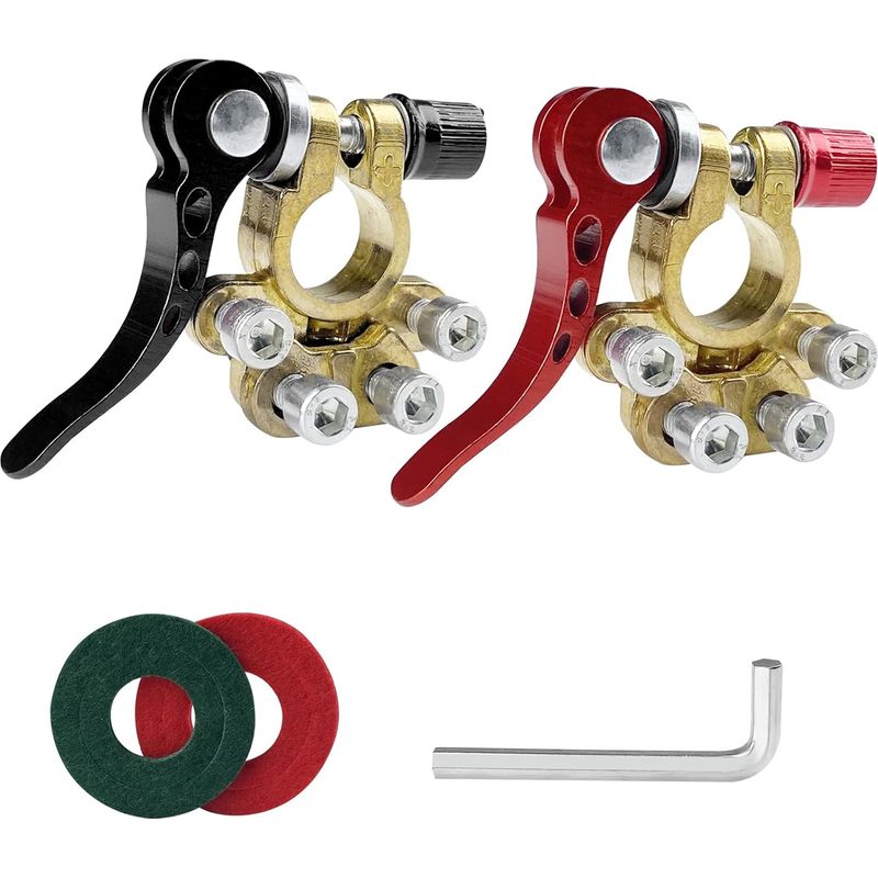 Connecteur De Borne De Batterie – Cosses Laiton 4 Voies – Installation Rapide Avec Clé – Résistant À La Corrosion Pour Voitures Et Camions