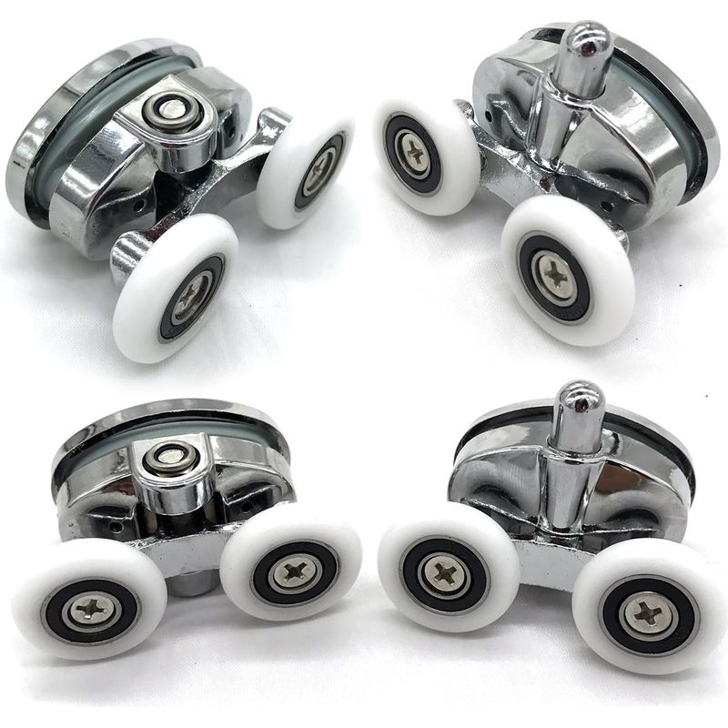Lot De 4 Roulettes De Porte De Douche – Roulettes Ovales En Forme De Papillon 23mm – Fonctionnement Silencieux – Revêtement Chrome