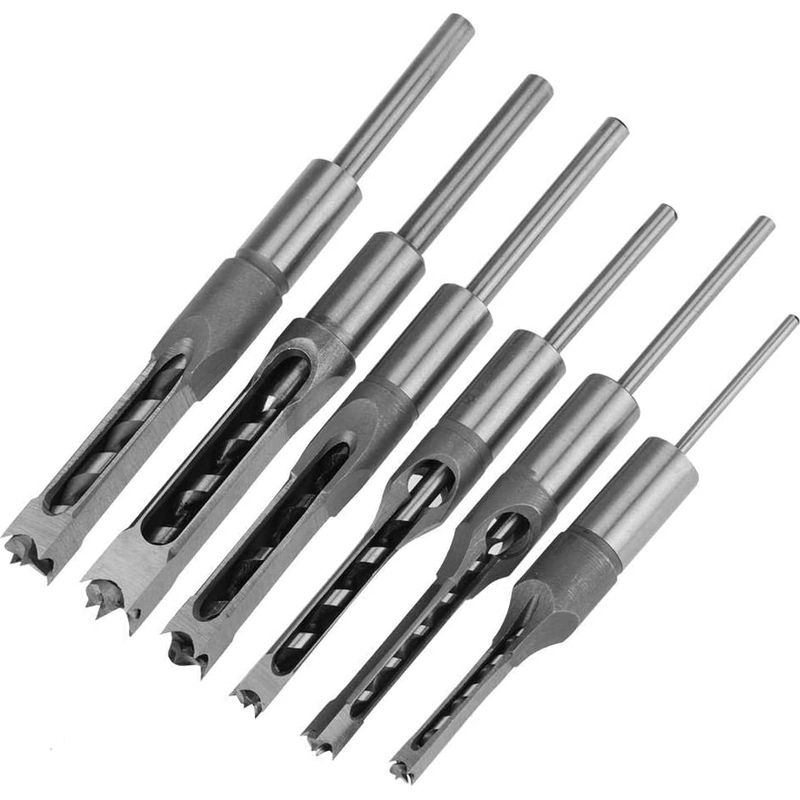 Lot De 6 Forets À Trou Carré – Acier Spécial Traité Hrc 48-50 – Diamètres 1/4 À 5/8 Pouces – Pour Mortaisage Et Ciselage Bois Dur