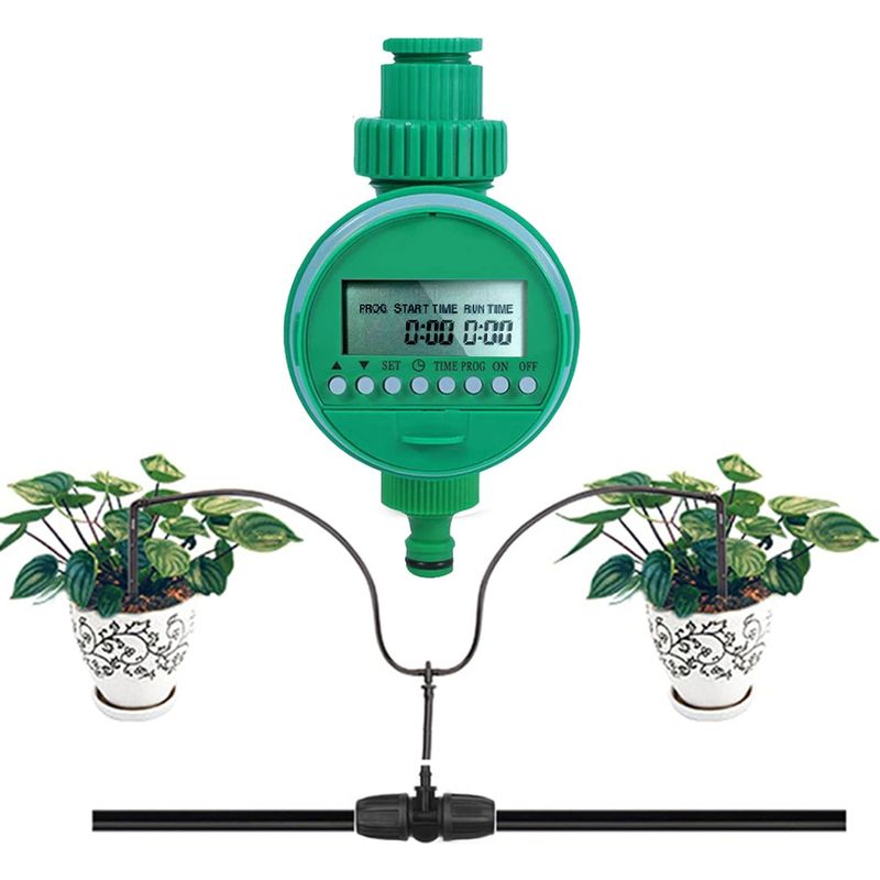 Minuterie D'Arrosage, Arrosage Automatique Pour Jardin, Contrôleur D'Arrosage À Affichage Lcd Étanche Pour Plantes, Pelouse, Jardin, Plantation De Légumes