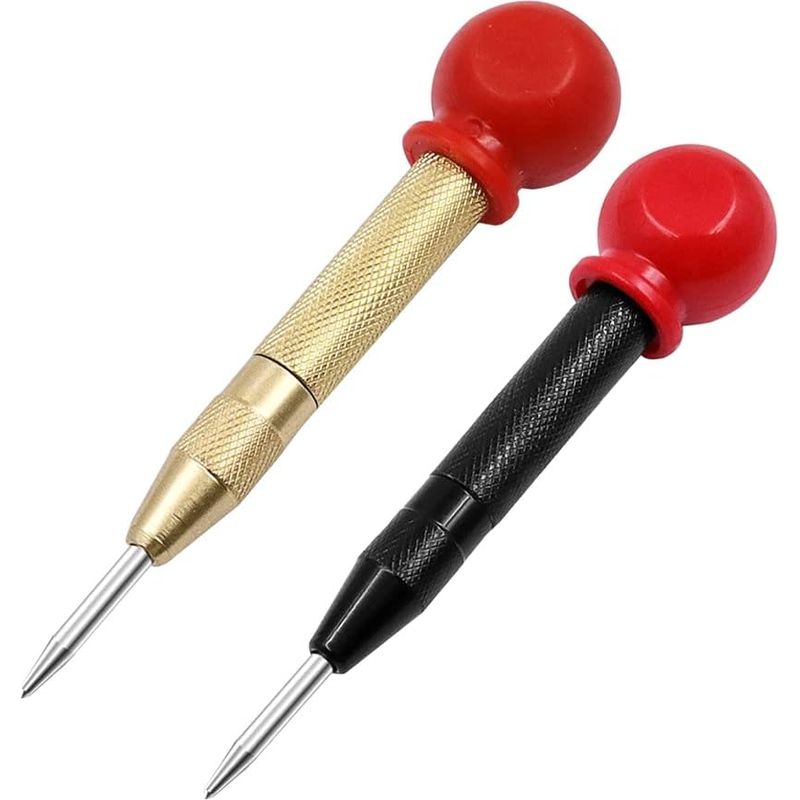 2pcs Pointeau Central Automatique 13cm Acier Pointeau Automatique Impact Réglable Center Punch Automatique Avec Capuchon Precision Pointeau Automatique Pour Métal Bois- Doré Noir 1000 Pcs