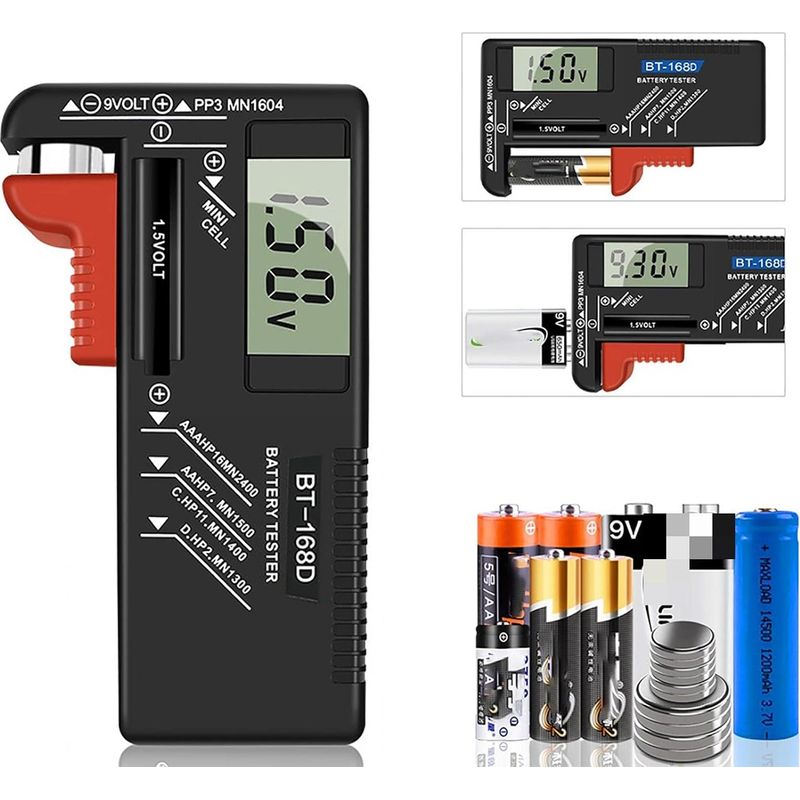 Testeur De Piles Numérique,testeur De Piles Universel,batterie Testeur,pour Aa, Aaa, C, D, Pp3, 9v, 1.5v, Piles Bouton - Fonctionne Sans Pile