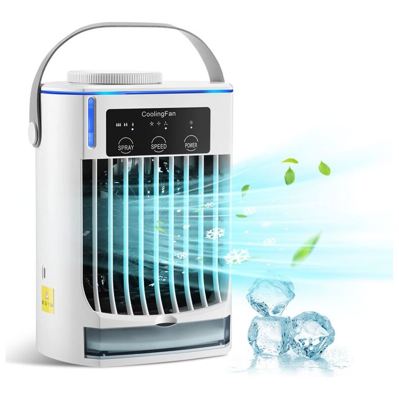 Climatiseur Portable , Usb Mini Climatiseur Mobile, Brume Fraîche Refroidisseur D'Air, Ventilateur, 3 Vitesses, Humidificateur, Écologique Et Silencieux, 500ml