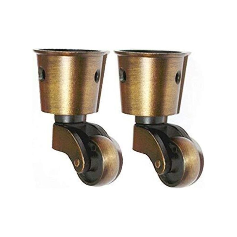 Ensemble De 2 Roulettes En Laiton Massif – Charge Maximale 150kg – Fixation À 3 Trous – Roulettes Silencieuses Pour Meubles Lourds